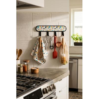 İronika Metal 3 Kancalı Yapışkanlı Desenli Anahtarlık Banyo Mutfak Havlu Askısı Siyah
