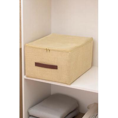 İronika Orta Boy Gerçek Jüt Kumaşlı Kulplu Koltuk Baza Yatak Altı Uyumlu Extra Destekli Hurç Organizer