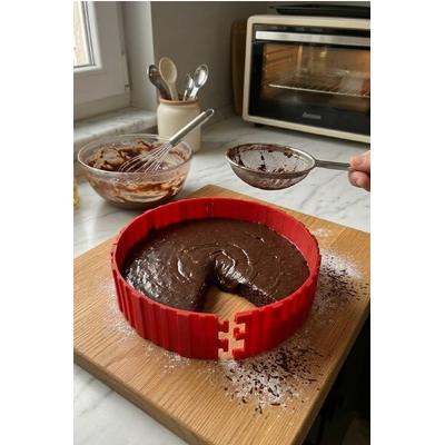 İronika Silikon Kelepçeli Kek Kalıbı Kırmızı