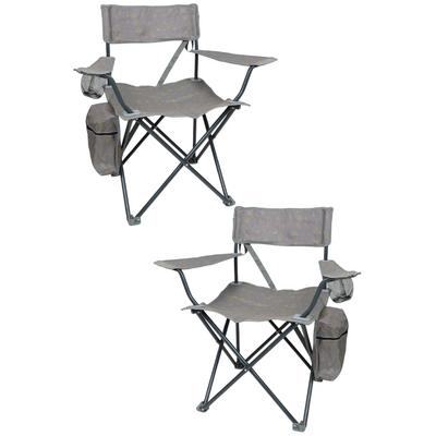 İronika Termal Cepli Katlanır Plaj Piknik Kamp Sandalyesi Rejisör Koltuğu Gri 2 Adet