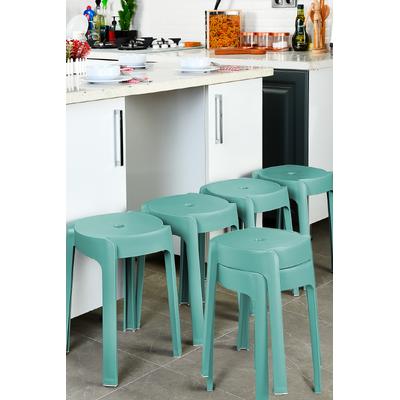 Kaymaz Ayaklı Dekoratif İç İçe Geçebilen Plastik Tabure Mutfak Bahçe Taburesi 6 Adet Yeşil