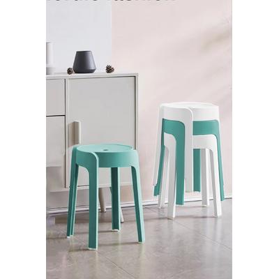 Kaymaz Ayaklı Dekoratif İç İçe Geçebilen Plastik Tabure Mutfak Bahçe Taburesi 4 Adet Yeşil Beyaz