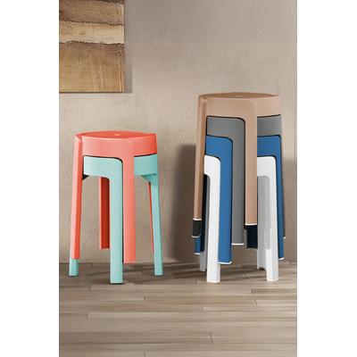 Kaymaz Ayaklı Dekoratif İç İçe Geçebilen Plastik Tabure Mutfak Bahçe Taburesi 6 Adet Karışık Renk