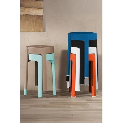 Kaymaz Ayaklı Dekoratif İç İçe Geçebilen Plastik Tabure Mutfak Bahçe Taburesi 6 Adet Karışık Renk