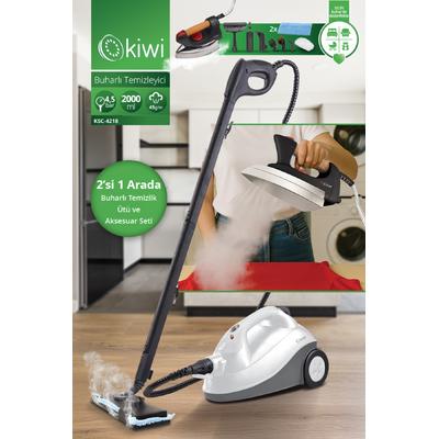 Kiwi KSC-4218 Kazanlı Ütüye Dönüşebilen Buharlı Temizlik Makinası KSC-4218 2000W / ml, 15 Aksesuar Beyaz