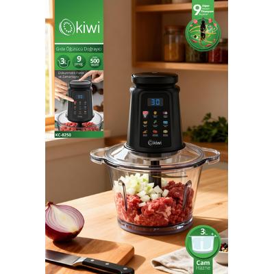 Kiwi KC-8250 Gıda Öğütücü Doğrayıcı | 500W Güçlü Motor&3L Cam Kase &9 Titanyum Bıçaklı & Dokunmatik Ekran