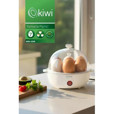 Kiwi Keb-4309 7 Yumurtalık Yumurta Pişirici – Ölçü Kabı, Delici ve Çıkarılabilir Tepsi, Buharlı Kapak