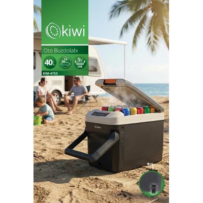 Kiwi KIM-4753 Oto Buzdolabı | 40 L & Çift Soğutma & 12V/24V & Tekerlekli & Dijital Ekran