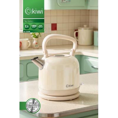Kiwi Kk-3340 Paslanmaz Çelik Retro Su Isıtıcı Kettle Bej