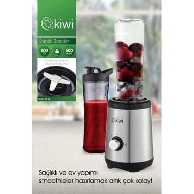 Kiwi KSB-2240 Standlı Paslanmaz Çelik Sporcu Blender - Kişisel Smoothie Blender 600 ml Bardaklı