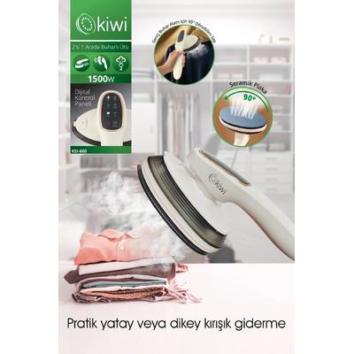 Kiwi Ksı-660 2\\\'si 1 Arada Buharlı Ütü – 1500W Güçlü, LED Ekranlı, 90° Dönebilen Saplı Krem