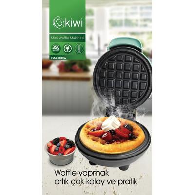 Kiwi KSM-2400W Yapışmaz Plakalı Mini Waffle Makinesi - Mavi