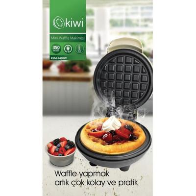 Kiwi KSM-2400W Yapışmaz Plakalı Mini Waffle Makinesi - Krem