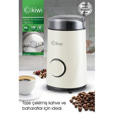 Kiwi Kspg-4812 Kahve ve Baharat Öğütücü – 50g Kapasiteli, Paslanmaz Çelik Beyaz