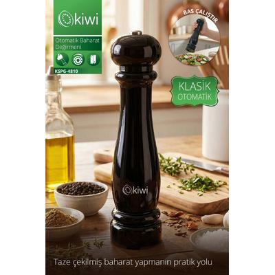 Kiwi Kspg 4810 Otomatik Ayarlanabilir Tuz Karabiber Baharat Değirmeni Baharat Öğütücü Siyah