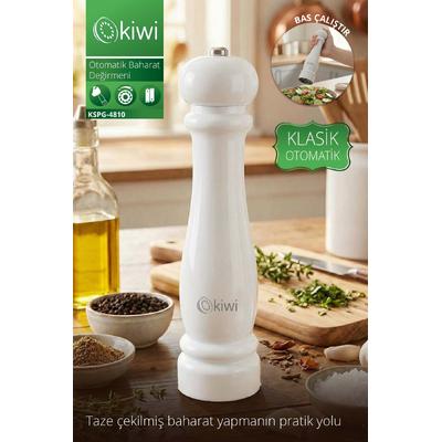 Kiwi Kspg 4810 Otomatik Ayarlanabilir Tuz Karabiber Baharat Değirmeni Baharat Öğütücü Beyaz