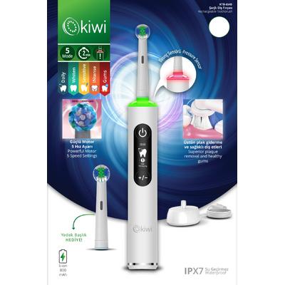 Kiwi KTB-6540 Şarjlı Diş Fırçası | 5 Farklı Mod & LCD Ekran Beyaz