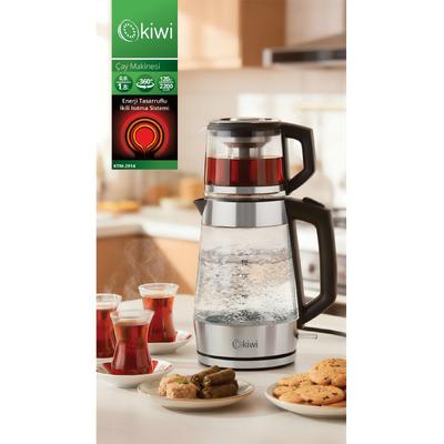 Kiwi KTM-2914 Cam Çay Makinesi & Otomatik Sıcak Tutma & LED Göstergeli & 1,8 Lt