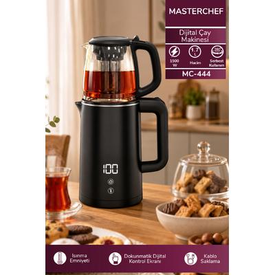 MC-444 Dijital Çay Makinesi l 1500W & 1.7L & 1L Demlik & Dijital Ekran & Ayarlanabilir Su Sıcaklığı