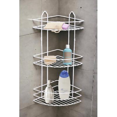 Perilla 3 Katlı Paslanmaz Özel Kaplamalı Banyo Köşeliği Şampuanlık - Beyaz