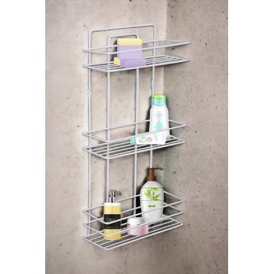 3 Katlı Paslanmaz Özel Kaplamalı Banyo Köşeliği Şampuanlık - Beyaz