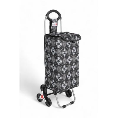 Perilla 403B 3 Tekerli Merdiven Çıkabilen Pazar Arabası 3 Tekerli Alışveriş Sepeti Gri Ekose