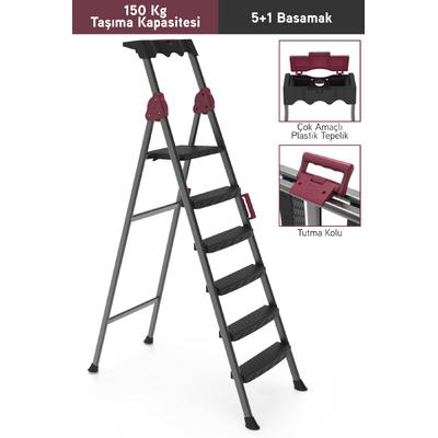 Perilla Comfort 5+1 Basamaklı Kolay Taşınır Tutamaçlı Profil Metal Merdiven