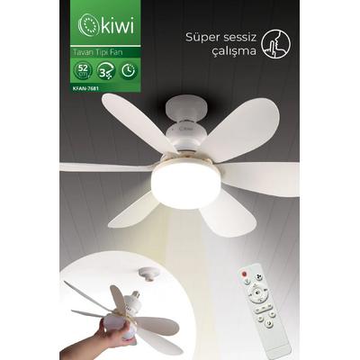 Kiwi KFAN 7681 Tavan Tipi Vantilatör Sessiz Çalışma 6 Fan Kanat ve Işıklı Uzaktan Kumandalı