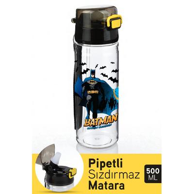 Tuffex Batman Kilitli Kapaklı Sızdırmaz Pipetli Lisanslı Çocuk Suluk Matara 500 ml