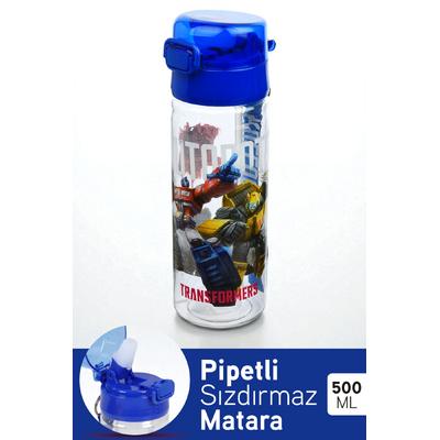 Tuffex Transformers Kilitli Kapaklı Sızdırmaz Pipetli Lisanslı Çocuk Suluk Matara 500 ml