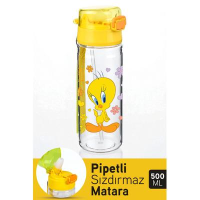 Tuffex Tweety Kilitli Kapaklı Sızdırmaz Pipetli Lisanslı Çocuk Suluk Matara 500 ml
