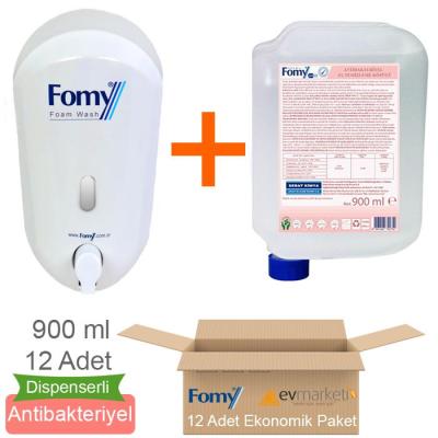 Fomy 900 ml Antibakteriyel Köpük 12 Adet + Fomy Köpük Dispenser