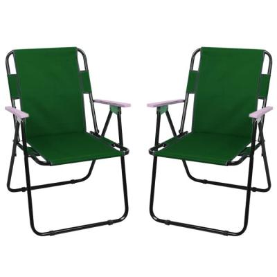 Romee Katlanır Ahşap Kollu Bahçe Kamp Sandalyesi 2 adet Yeşil Set