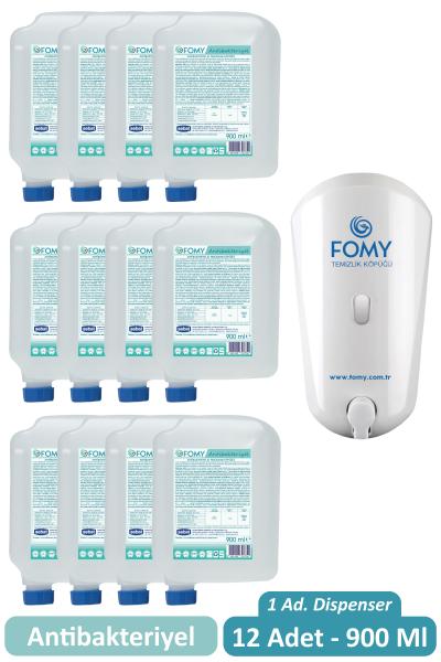 Fomy 900 ml Antibakteriyel Köpük 12 Adet + Fomy Köpük Dispenser