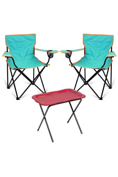 Romee Çantalı Kamp Sandalyesi Turkuaz 2 Adet + Sehpa Set