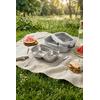 2 Bölmeli Kaşık Çatallı Paslanmaz Çelik Yemek Kabı Lunch Box Sefer Tası Beslenme Kabı Gri