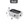 2 Bölmeli Kaşık Çatallı Paslanmaz Çelik Yemek Kabı Lunch Box Sefer Tası Beslenme Kabı Gri
