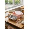 2 Bölmeli Kaşık Çatallı Paslanmaz Çelik Yemek Kabı Lunch Box Sefer Tası Beslenme Kabı Pembe