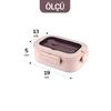 2 Bölmeli Kaşık Çatallı Paslanmaz Çelik Yemek Kabı Lunch Box Sefer Tası Beslenme Kabı Pembe
