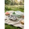 2 Bölmeli Kaşık Çatallı Paslanmaz Çelik Yemek Kabı Lunch Box Sefer Tası Beslenme Kabı Yeşil