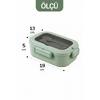 2 Bölmeli Kaşık Çatallı Paslanmaz Çelik Yemek Kabı Lunch Box Sefer Tası Beslenme Kabı Yeşil