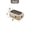 2 Bölmeli Kaşık Çatallı Paslanmaz Çelik Yemek Kabı Lunch Box Sefer Tası Beslenme Kabı Latte