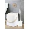 İronika Click Kapaklı Banyo Tuvalet Çöp Kovası Silikon Tuvalet Fırçası 2'li Banyo Seti Beyaz