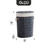 Bambu Oval Kirli Çamaşır Sepeti Katlanabilir Bambu Kirli Çamaşır Oyuncak Çok Amaçlı Sepet Gri