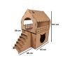 Büyük XXL 2 Katlı Teraslı Merdivenli Kedi Evi 103 cm - 5 mm Kalın Ahşap