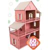 Evmarketi 60 Cm Ahşap Çoçuk Bebek Oyun Evi Pembe