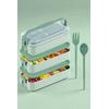 Gondol 1260 ml 3 Katlı Kapaklı Çatal Bıçaklı Beslenme Kutusu Lunch Box Beslenme Kabı - Yeşil