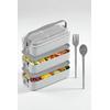 Gondol 1260 ml 3 Katlı Kapaklı Çatal Bıçaklı Beslenme Kutusu Lunch Box Beslenme Kabı - Gri
