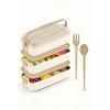 Gondol 1260 ml 3 Katlı Kapaklı Çatal Bıçaklı Beslenme Kutusu Lunch Box Beslenme Kabı - Kahve