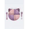 Gondol Kitty 7 Parça Kedicik Model Çocuk Bebek Çatal Kaşık Tabak Yemek Beslenme Seti Mama Tabağı - Kahve